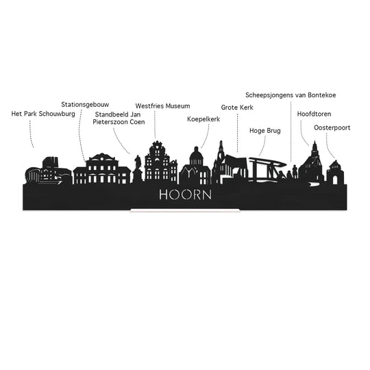 Skyline Klok Rond Hoorn Eiken houten cadeau decoratie relatiegeschenk van WoodWideCities