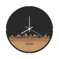 Skyline Klok Rond Hoorn Eiken