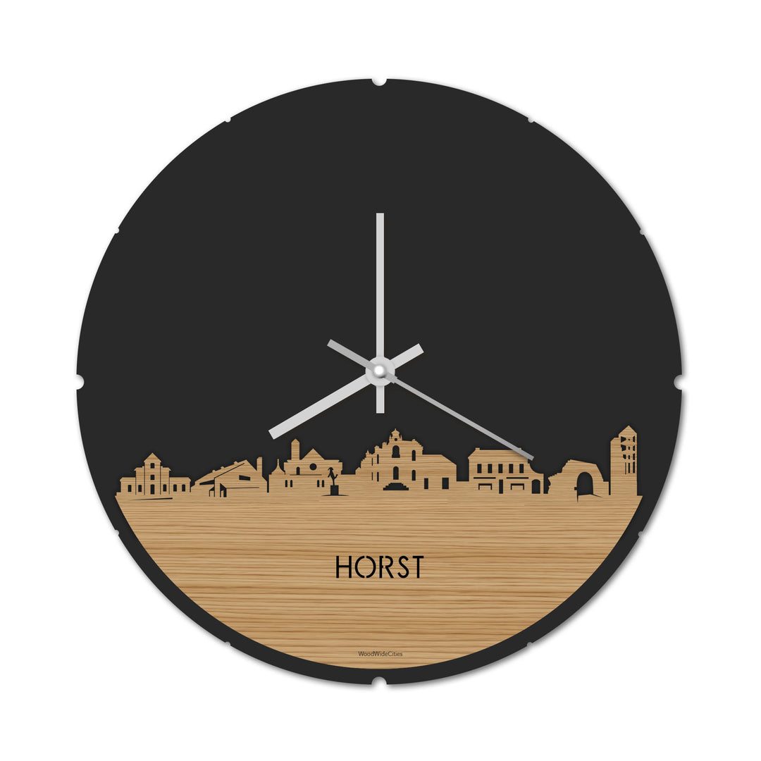 Skyline Klok Rond Horst Bamboe houten cadeau decoratie relatiegeschenk van WoodWideCities