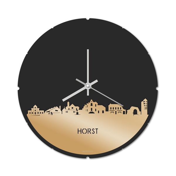Skyline Klok Rond Horst Metallic Goud gerecycled kunststof cadeau decoratie relatiegeschenk van WoodWideCities