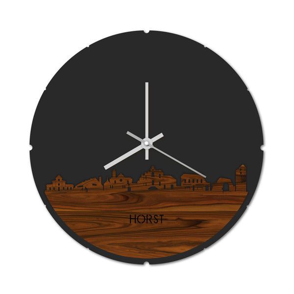 Skyline Klok Rond Horst Palissander houten cadeau decoratie relatiegeschenk van WoodWideCities