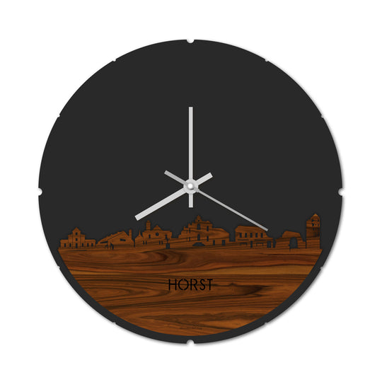 Skyline Klok Rond Horst Palissander houten cadeau decoratie relatiegeschenk van WoodWideCities