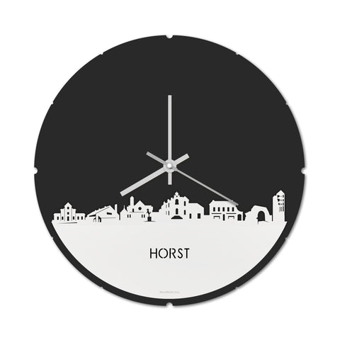 Skyline Klok Rond Horst Wit glanzend gerecycled kunststof cadeau decoratie relatiegeschenk van WoodWideCities