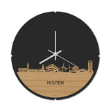 Skyline Klok Rond Houten Bamboe houten cadeau decoratie relatiegeschenk van WoodWideCities