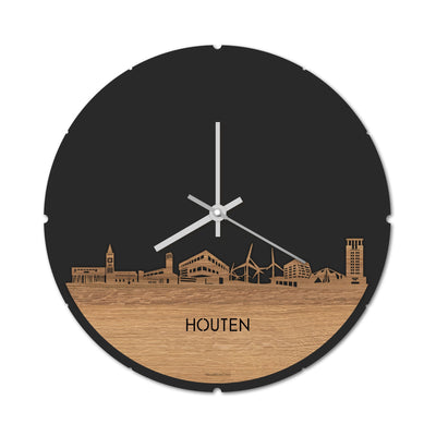 Skyline Clock Round Wooden Oak
