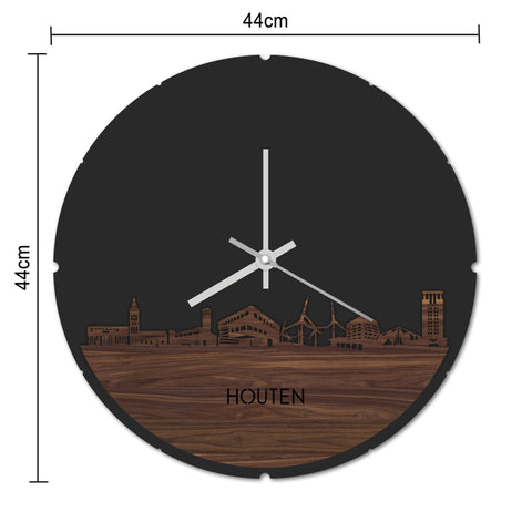 Skyline Klok Rond Houten Metallic Goud gerecycled kunststof cadeau decoratie relatiegeschenk van WoodWideCities