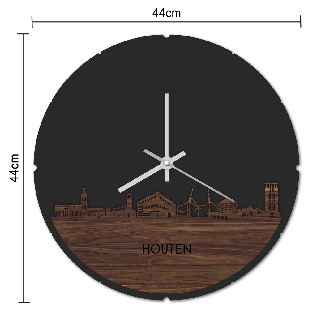 Skyline Klok Rond Houten Palissander houten cadeau decoratie relatiegeschenk van WoodWideCities