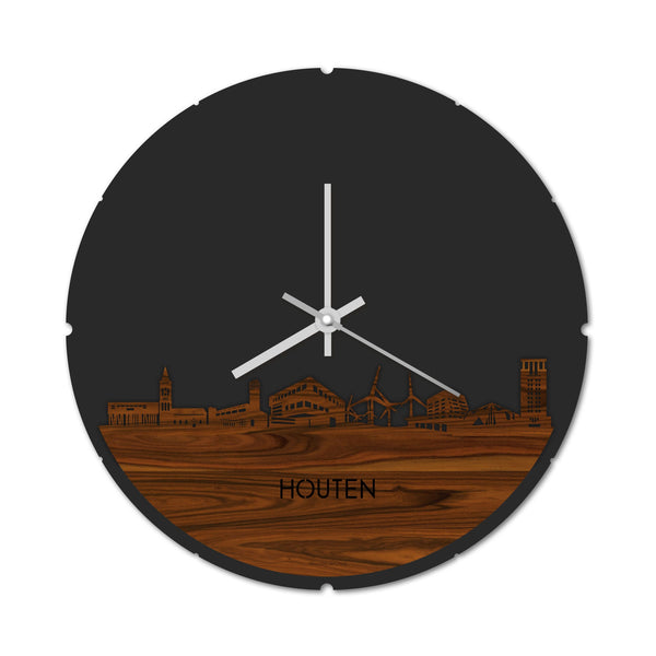 Skyline Klok Rond Houten Palissander houten cadeau decoratie relatiegeschenk van WoodWideCities