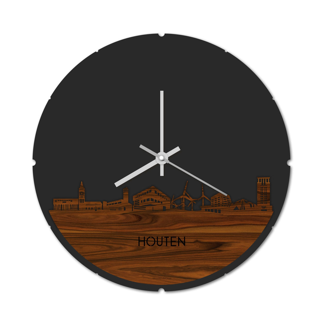 Skyline Klok Rond Houten Palissander houten cadeau decoratie relatiegeschenk van WoodWideCities