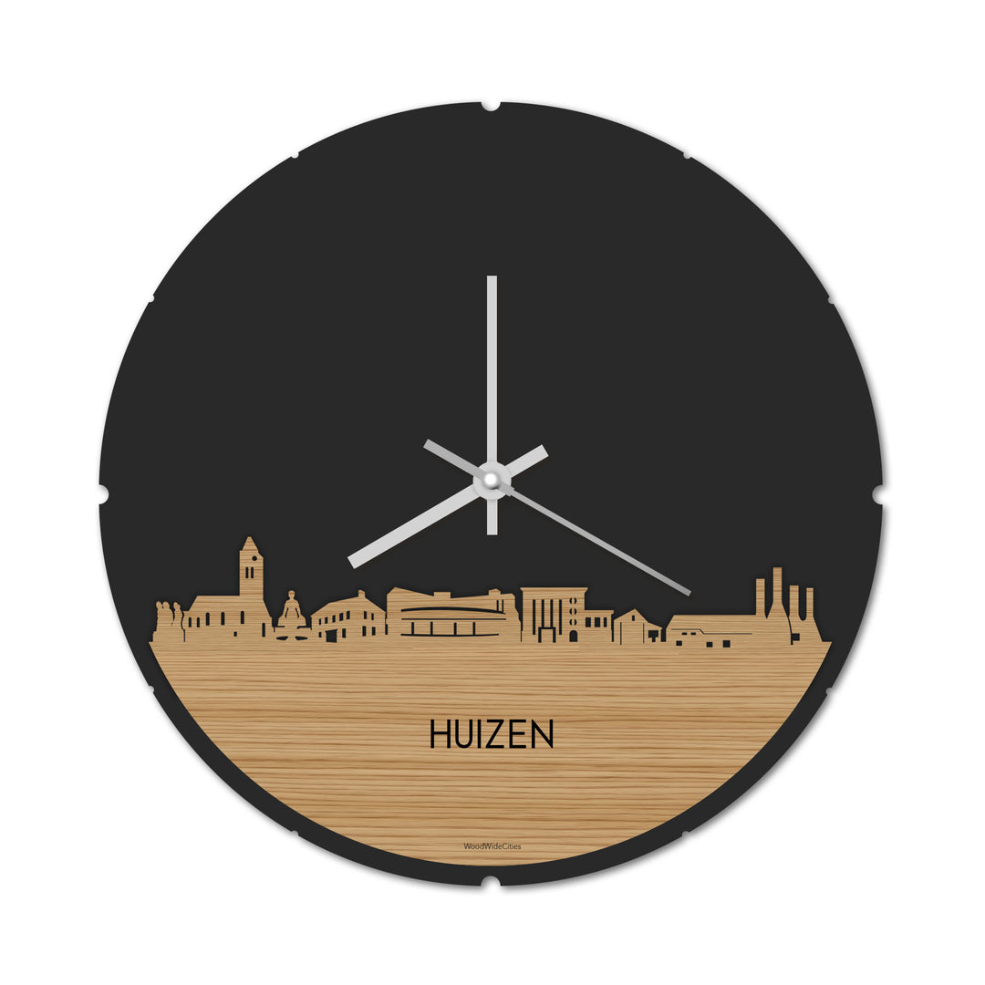 Skyline Klok Rond Huizen Bamboe houten cadeau decoratie relatiegeschenk van WoodWideCities