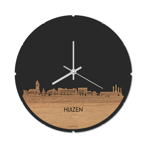 Skyline Klok Huizen Eiken houten cadeau decoratie relatiegeschenk van WoodWideCities