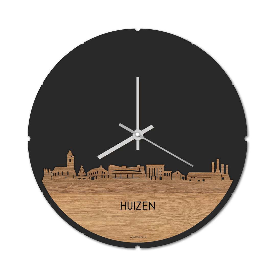 Skyline Klok Huizen Eiken houten cadeau decoratie relatiegeschenk van WoodWideCities