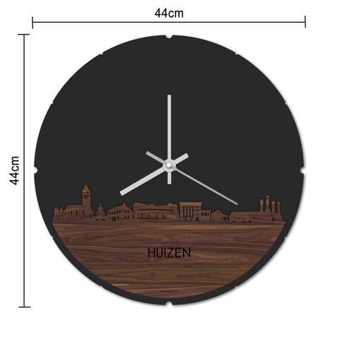 Skyline Klok Rond Huizen Noten houten cadeau decoratie relatiegeschenk van WoodWideCities