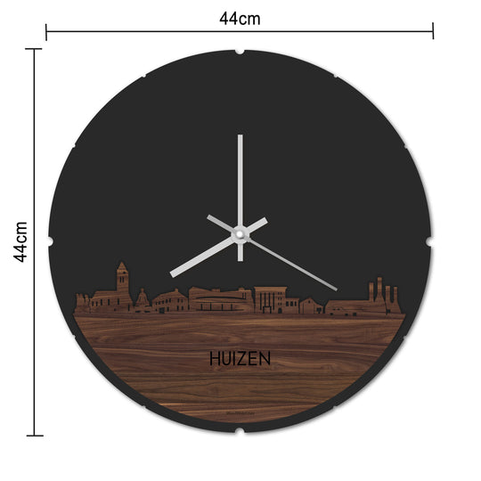 Skyline Klok Rond Huizen Noten houten cadeau decoratie relatiegeschenk van WoodWideCities