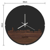Skyline Klok Rond Huizen Palissander houten cadeau decoratie relatiegeschenk van WoodWideCities