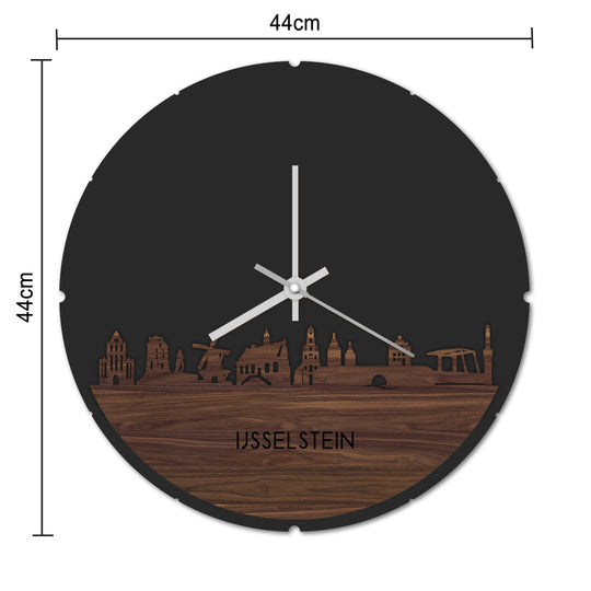 Skyline Klok Rond IJsselstein Bamboe houten cadeau decoratie relatiegeschenk van WoodWideCities