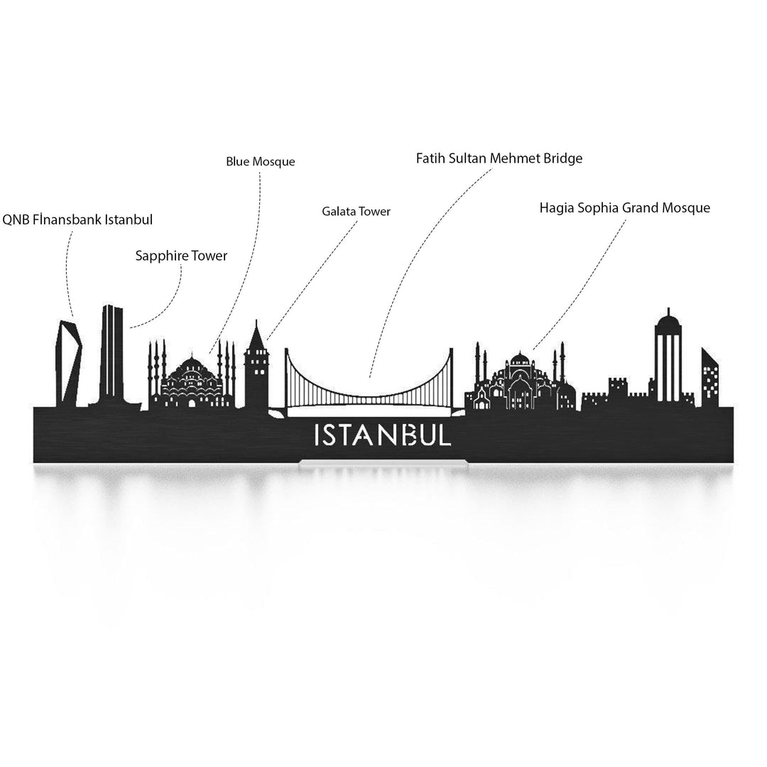 Skyline Klok Rond Istanbul Bamboe houten cadeau decoratie relatiegeschenk van WoodWideCities