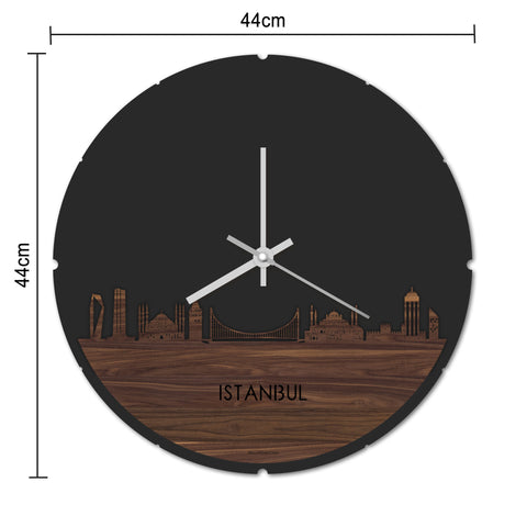 Skyline Klok Rond Istanbul Bamboe houten cadeau decoratie relatiegeschenk van WoodWideCities