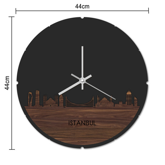 Skyline Klok Rond Istanbul Bamboe houten cadeau decoratie relatiegeschenk van WoodWideCities