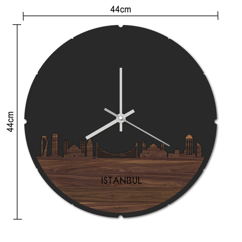 Skyline Klok Rond Istanbul Palissander houten cadeau decoratie relatiegeschenk van WoodWideCities