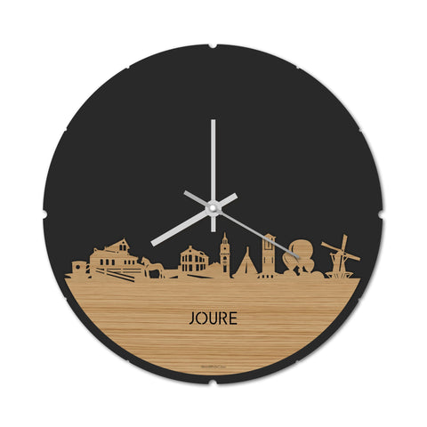 Skyline Klok Rond Joure Bamboe houten cadeau decoratie relatiegeschenk van WoodWideCities