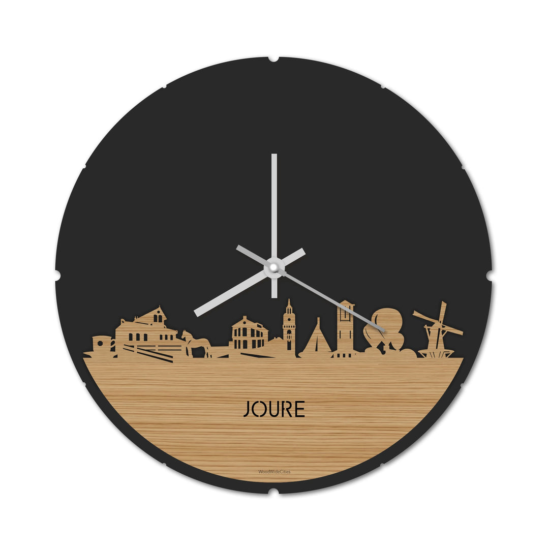 Skyline Klok Rond Joure Bamboe houten cadeau decoratie relatiegeschenk van WoodWideCities