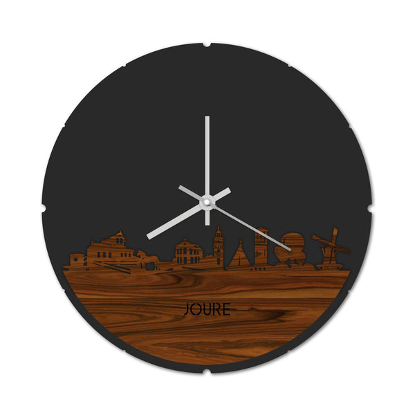 Skyline Klok Rond Joure Palissander houten cadeau decoratie relatiegeschenk van WoodWideCities