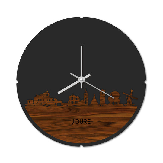 Skyline Klok Rond Joure Palissander houten cadeau decoratie relatiegeschenk van WoodWideCities