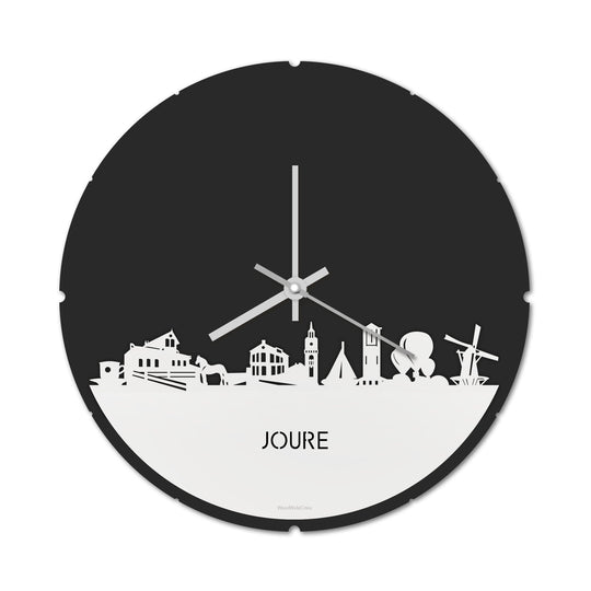 Skyline Klok Rond Joure Wit glanzend gerecycled kunststof cadeau decoratie relatiegeschenk van WoodWideCities