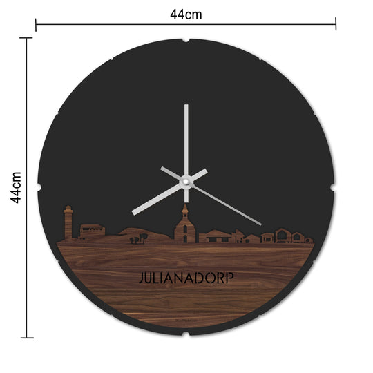 Skyline Klok Rond Julianadorp Noten houten cadeau decoratie relatiegeschenk van WoodWideCities