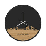 Skyline Klok Rond Kaatsheuvel Bamboe houten cadeau decoratie relatiegeschenk van WoodWideCities