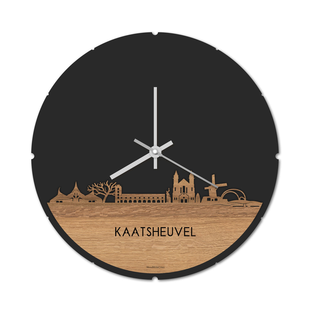 Skyline Klok Kaatsheuvel Eiken houten cadeau decoratie relatiegeschenk van WoodWideCities