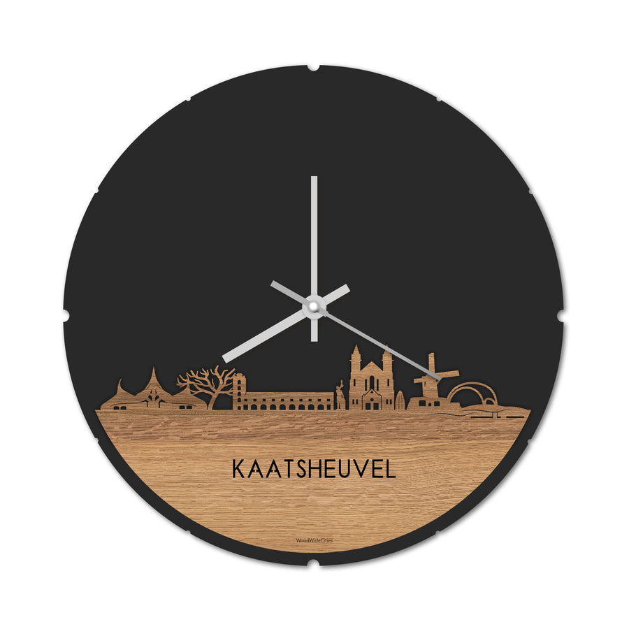 Skyline Klok Kaatsheuvel Eiken houten cadeau decoratie relatiegeschenk van WoodWideCities