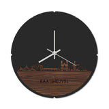 Skyline Klok Rond Kaatsheuvel Noten houten cadeau decoratie relatiegeschenk van WoodWideCities