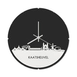 Skyline Klok Rond Kaatsheuvel Wit glanzend gerecycled kunststof cadeau decoratie relatiegeschenk van WoodWideCities