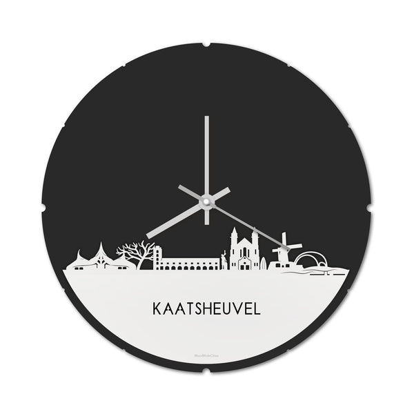 Skyline Klok Rond Kaatsheuvel Wit glanzend gerecycled kunststof cadeau decoratie relatiegeschenk van WoodWideCities