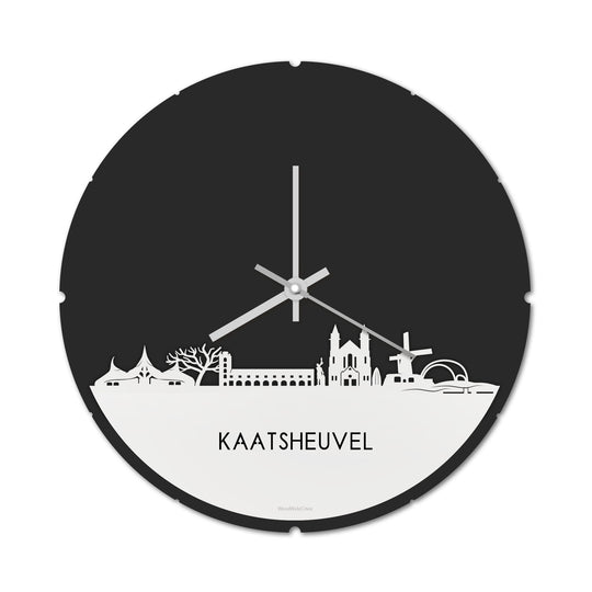 Skyline Klok Rond Kaatsheuvel Wit glanzend gerecycled kunststof cadeau decoratie relatiegeschenk van WoodWideCities