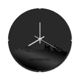 Skyline Klok Rond Kaatsheuvel Zwart glanzend gerecycled kunststof cadeau decoratie relatiegeschenk van WoodWideCities