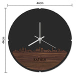 Skyline Klok Rond Katwijk Noten houten cadeau decoratie relatiegeschenk van WoodWideCities