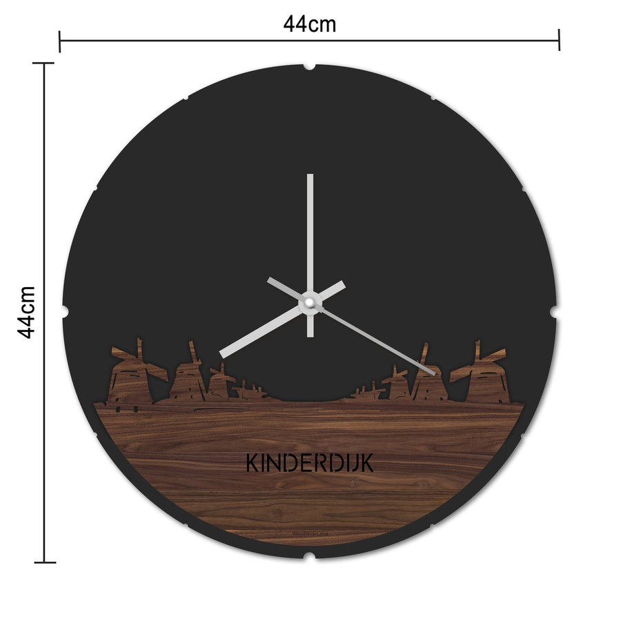 Skyline Klok Rond Kinderdijk Bamboe houten cadeau decoratie relatiegeschenk van WoodWideCities