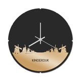 Skyline Klok Rond Kinderdijk Goud Metallic
