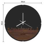 Skyline Klok Rond Köln Noten houten cadeau decoratie relatiegeschenk van WoodWideCities