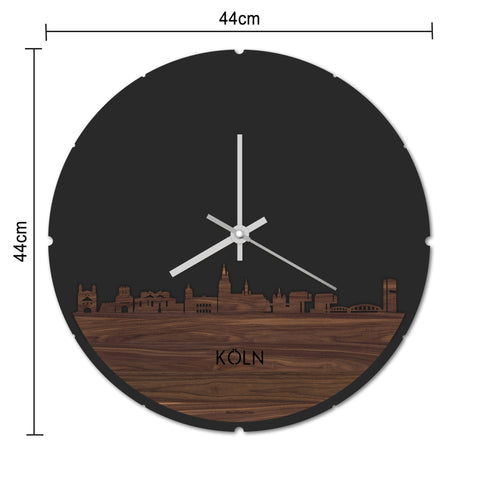 Skyline Klok Rond Köln Palissander houten cadeau decoratie relatiegeschenk van WoodWideCities