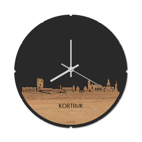 Skyline Klok Kortrijk Eiken houten cadeau decoratie relatiegeschenk van WoodWideCities
