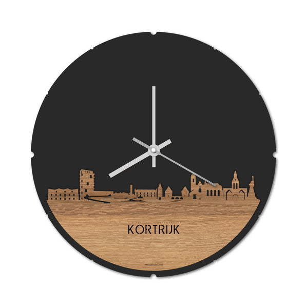 Skyline Klok Kortrijk Eiken houten cadeau decoratie relatiegeschenk van WoodWideCities