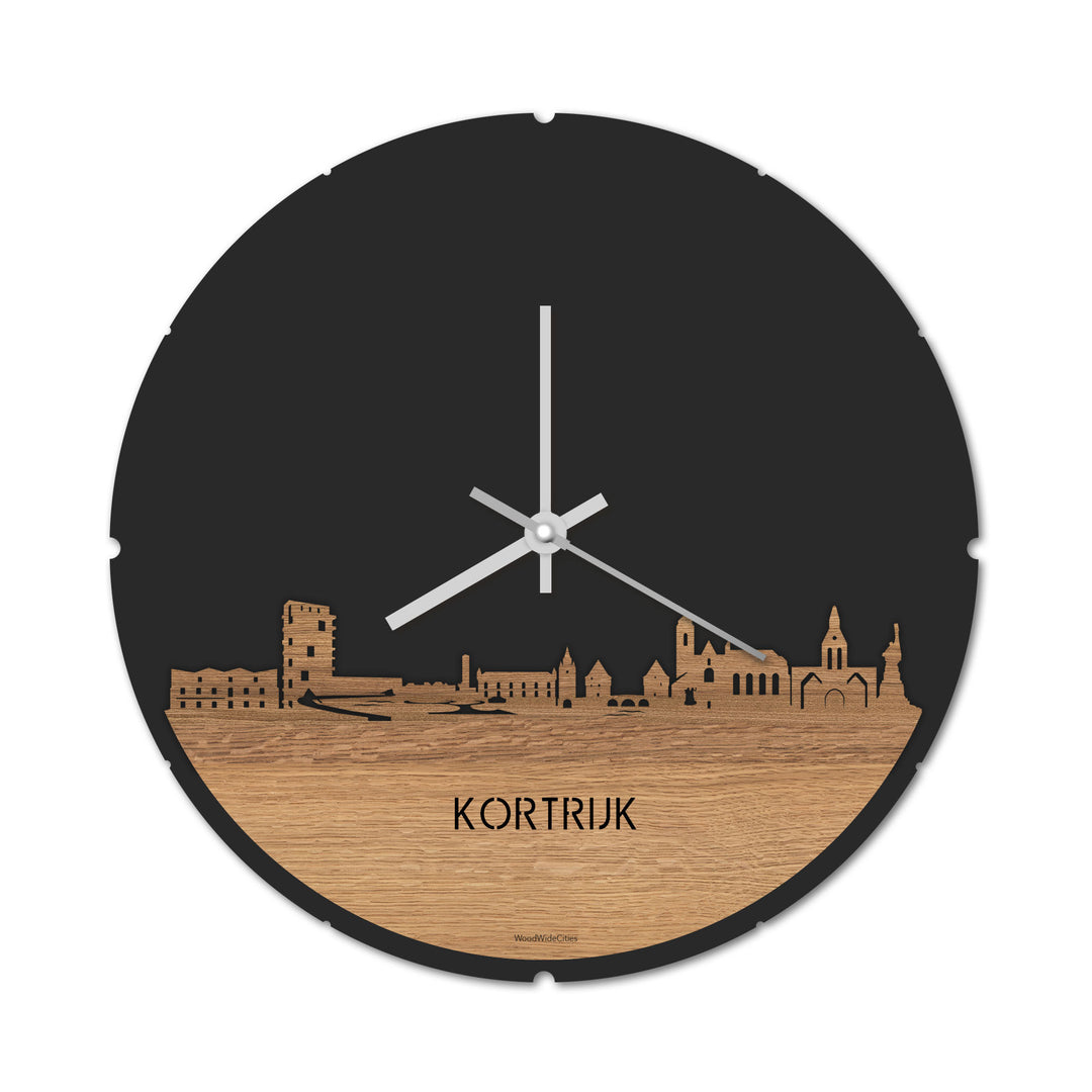 Skyline Klok Kortrijk Eiken houten cadeau decoratie relatiegeschenk van WoodWideCities