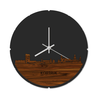 Skyline Clock Round Kortrijk Rosewood
