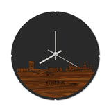 Skyline Klok Rond Kortrijk Palissander houten cadeau decoratie relatiegeschenk van WoodWideCities
