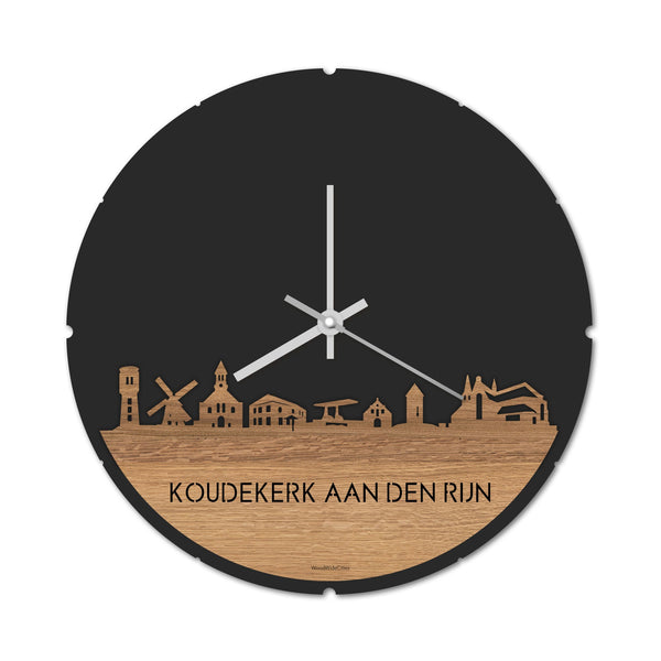 Skyline Klok Koudekerk-Aan-Den-Rijn Eiken houten cadeau decoratie relatiegeschenk van WoodWideCities