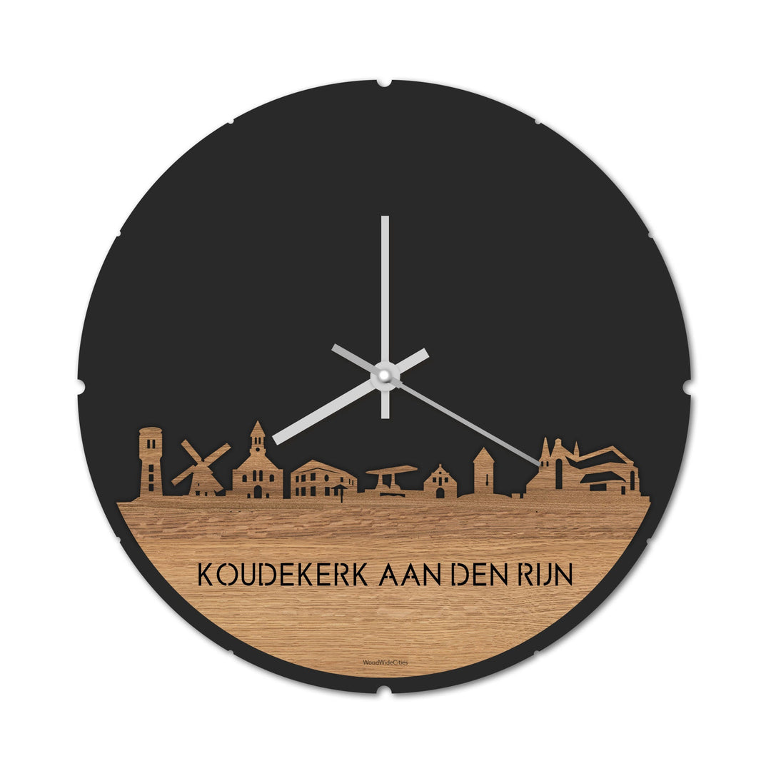 Skyline Klok Koudekerk-Aan-Den-Rijn Eiken houten cadeau decoratie relatiegeschenk van WoodWideCities